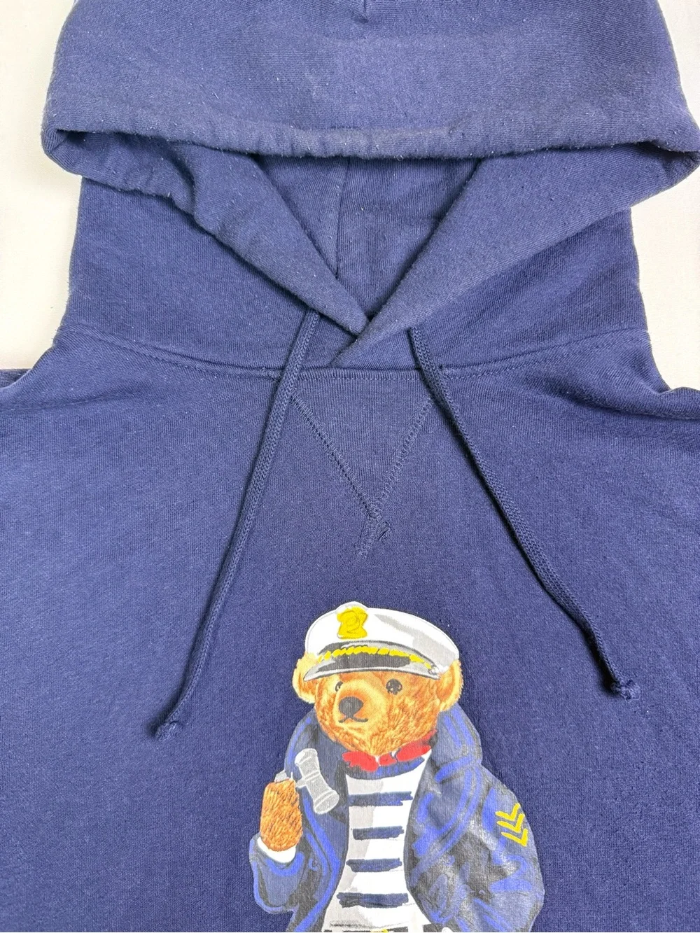 Polo Ralph Lauren Polo Bear Sailor Captain Hoodie Navy Fleece Pullover Medium